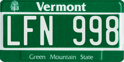 VT license plate LFN998