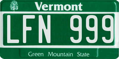 VT license plate LFN999