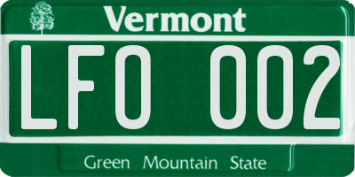 VT license plate LFO002