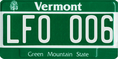 VT license plate LFO006