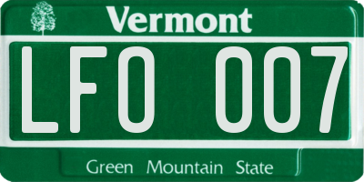 VT license plate LFO007