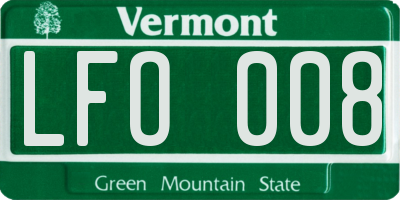 VT license plate LFO008