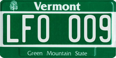 VT license plate LFO009