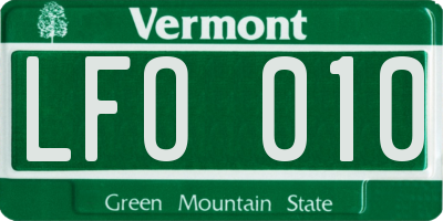 VT license plate LFO010