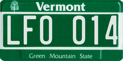 VT license plate LFO014