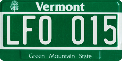VT license plate LFO015