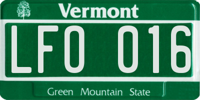 VT license plate LFO016
