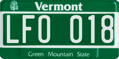 VT license plate LFO018