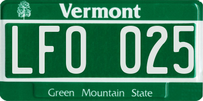 VT license plate LFO025
