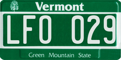 VT license plate LFO029