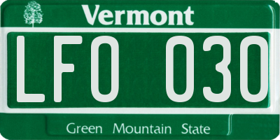 VT license plate LFO030