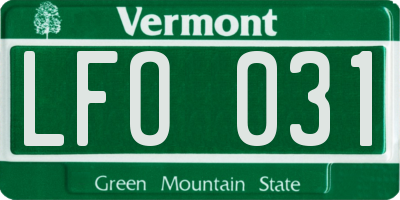 VT license plate LFO031