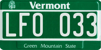 VT license plate LFO033