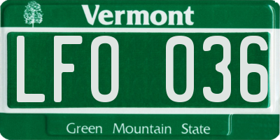 VT license plate LFO036