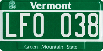 VT license plate LFO038