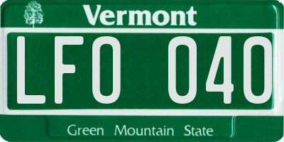 VT license plate LFO040