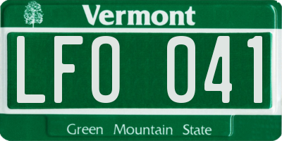 VT license plate LFO041