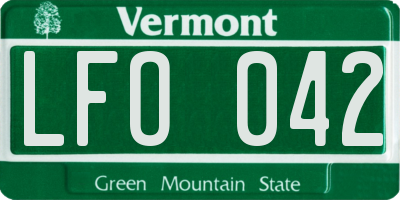 VT license plate LFO042
