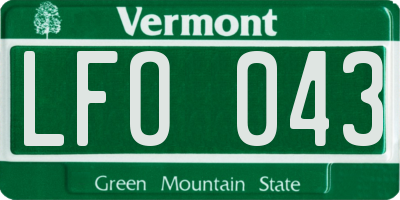 VT license plate LFO043