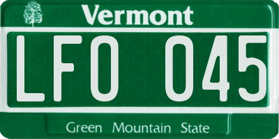 VT license plate LFO045