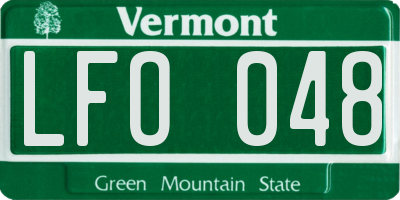 VT license plate LFO048