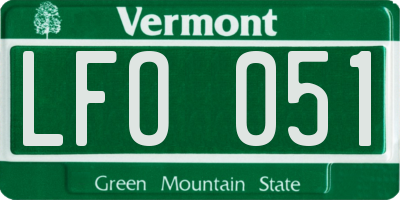 VT license plate LFO051