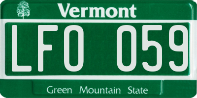 VT license plate LFO059