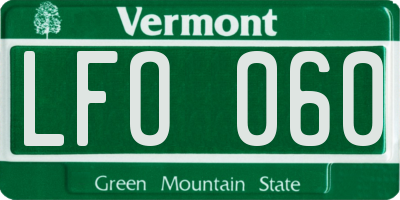 VT license plate LFO060