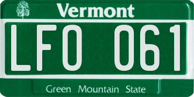 VT license plate LFO061