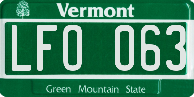 VT license plate LFO063