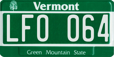 VT license plate LFO064