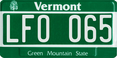VT license plate LFO065