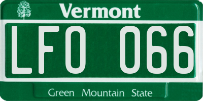 VT license plate LFO066