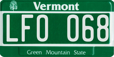 VT license plate LFO068