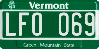VT license plate LFO069