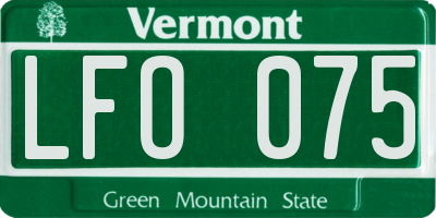 VT license plate LFO075