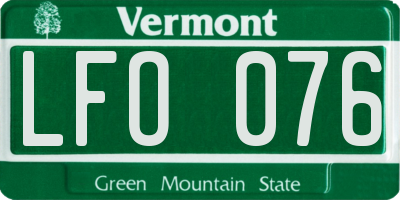 VT license plate LFO076
