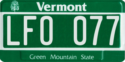 VT license plate LFO077