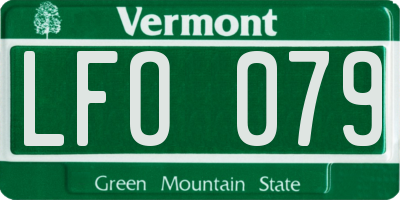 VT license plate LFO079