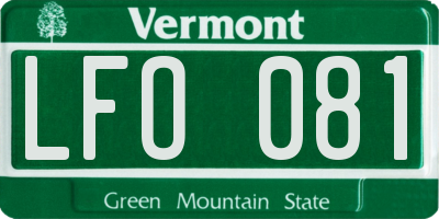 VT license plate LFO081