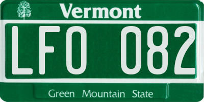 VT license plate LFO082
