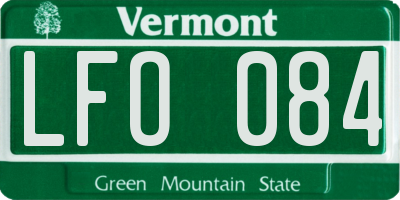 VT license plate LFO084