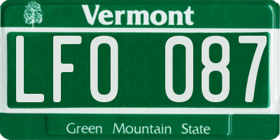 VT license plate LFO087