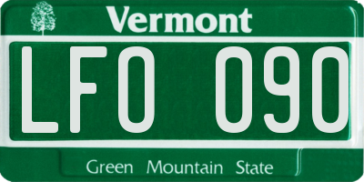 VT license plate LFO090