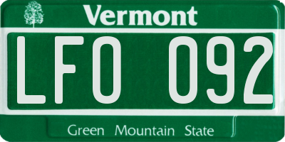 VT license plate LFO092