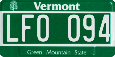 VT license plate LFO094