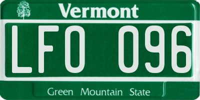 VT license plate LFO096