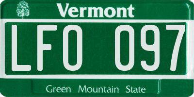 VT license plate LFO097