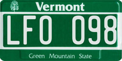 VT license plate LFO098
