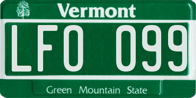 VT license plate LFO099